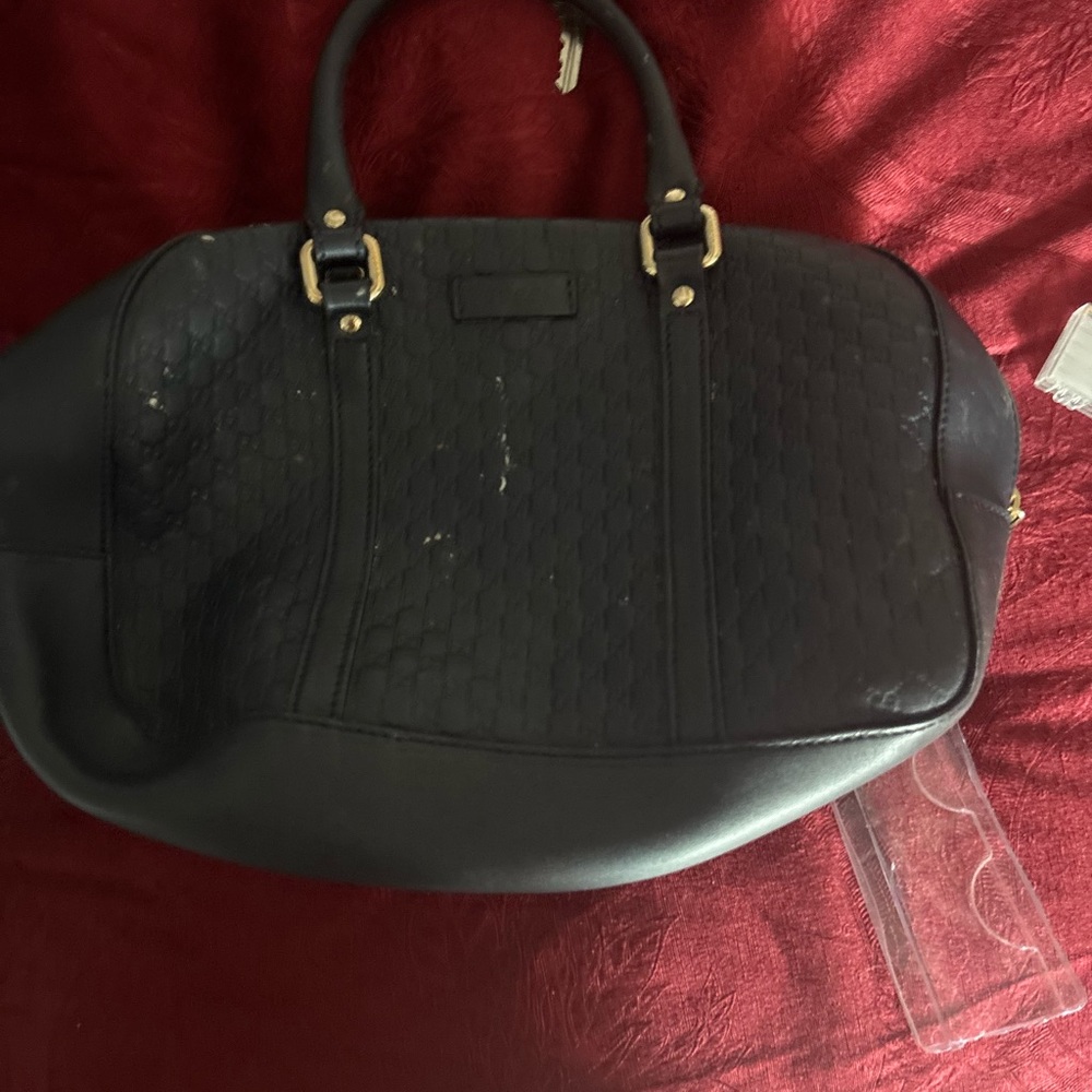Gucci Black Textured Tote Bag